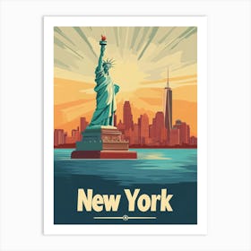 Aihrgdesign A Retro Travel Poster For New York Featuring The Art Print