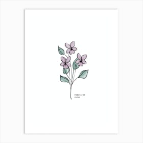 February Violet Birth Flower Art Print