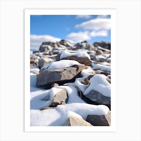 Mountain Rocks Covered In Snow Art Print