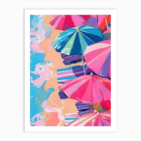 Umbrellas On The Beach Art Print