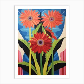Flower Motif Painting Gerbera Daisy 1 Art Print