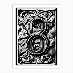 8, Number, Education Linocut I Art Print