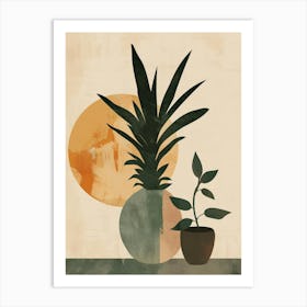 Pineapple Tree Minimal Japandi Illustration 1 Art Print