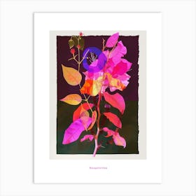 Bougainvillea 1 Neon Flower Collage Poster Art Print