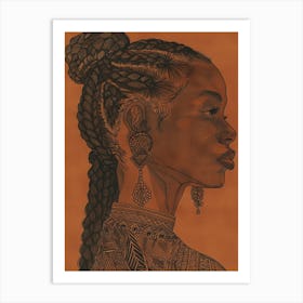 African Woman With Braids 4 Art Print