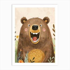 Brown Bear Growling Storybook Illustration 2 Art Print