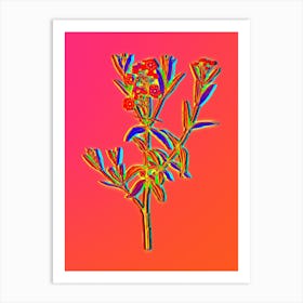 Neon Bog Laurel Bloom Botanical in Hot Pink and Electric Blue n.0580 Art Print