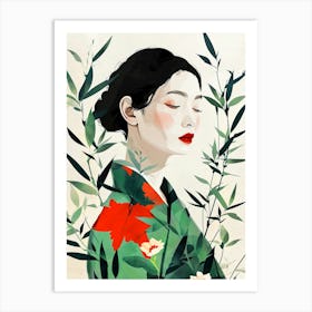 Asian Girl nature illustration Art Print