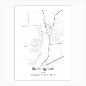 Buckingham,Canada Minimalist Map Art Print