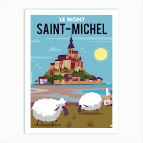 Le Mont Saint Michel Poster Blue Art Print