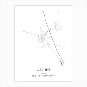 Dachne,Ukraine Minimalist Map Art Print