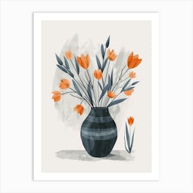 Orange Flowers In A Vase 3 Art Print