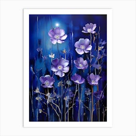 Purple Flowers At Night Art Print