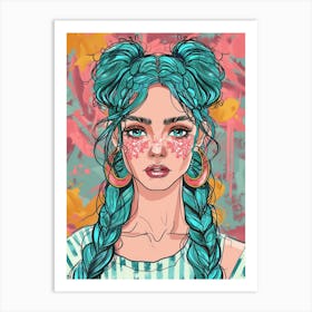 Girl With Blue Hair 18 Art Print