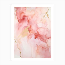 Pink And White Flow Asbtract Painting 1 Art Print