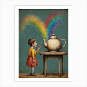 Little Girl And A Rainbow Art Print