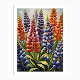 Colorful Lupins Arcylic Painting Art Print