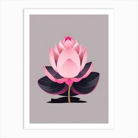 A Pink Lotus In Minimalist Style Vertical Composition 6 Art Print