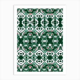 Green And White Abstract Art Print