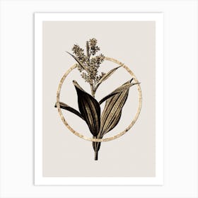 Gold Ring False Helleborine Glitter Botanical Illustration n.0215 Art Print