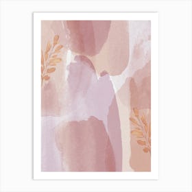 Pink Leaves Watercolor Painting Art Print