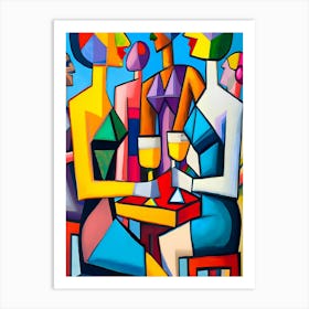 Cocktail Time by F Parrish 2023 | summer art print | modern art | cubism | cubist art | FParrish Art Prints Art Print