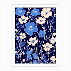Blue Flower Illustration Gypsophila 4 Art Print