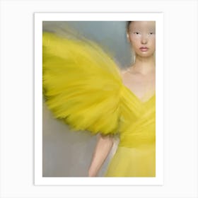 LADY GIAMBATTISTA  - fashion illustration of woman in couture yellow dress from the runway  Art Print