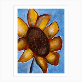 Sunflower - painting art hand painted floral yellow blue kitchen living room acrylic vertical classical old masters Art Print