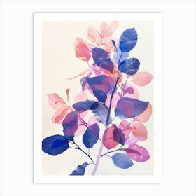 Blue And Pink Leaves 2 Art Print