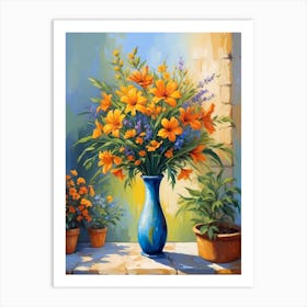 Flowers In A Blue Vase 2 Art Print