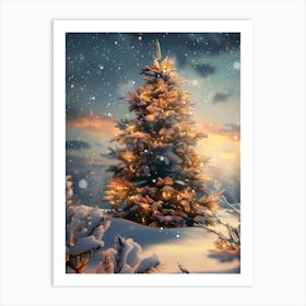 Christmas Tree In The Snow 12 Art Print