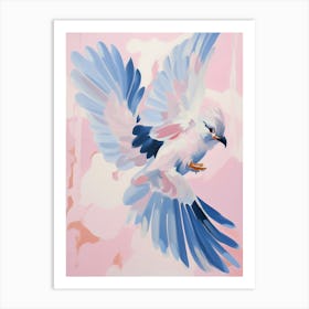 Pink Ethereal Bird Painting Blue Jay 4 Art Print