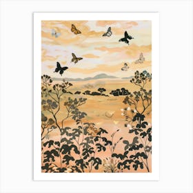 Butterflies Pastels Jungle Illustration 4 Art Print