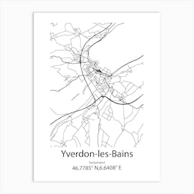 Yverdon Les Bains,Switzerland Minimalist Map Art Print