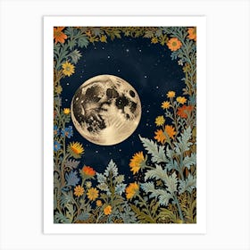 Moon Night Style William Morris 7 Art Print