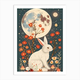 Rabbit At The Moon Easter Bunny Art Print