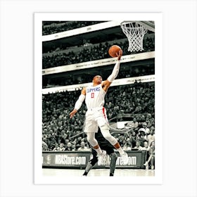 Russell Westbrook Of The La Clippers Drives To The Basket During The Game Against The Dallas Mavericks Art Print