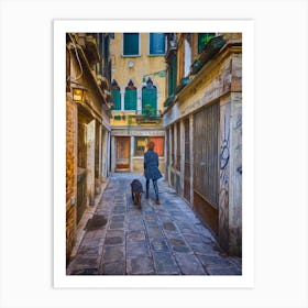 Walking The Dog Venice Art Print