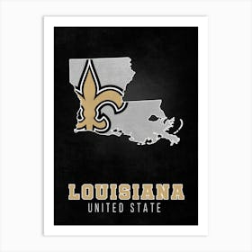 New Orleans Saints Louisiana State Map Art Print