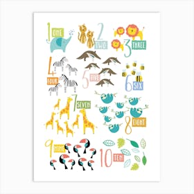 Jungle Counting Lines White Art Print