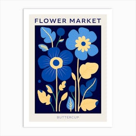 Blue Flower Market Poster Buttercup 4 Art Print