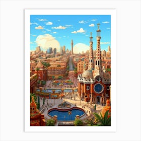 Barcelona Pixel Art 2 Art Print