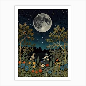 Moonlight Garden Style William Morris 1 Art Print 1 Art Print