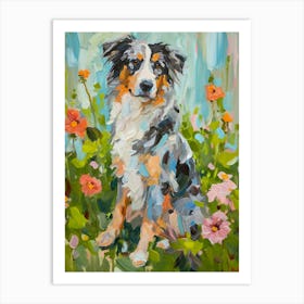 Australian Shepard Dog Acrylic Painting 1 Art Print