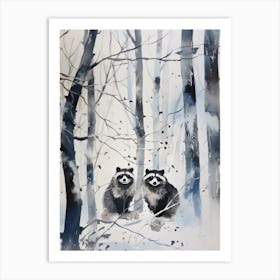 Winter Watercolour Raccoon 2 Art Print