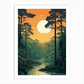 Sunset In The Jungle Art Print