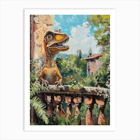 Dinosaur & The Balcony Painting 3 Art Print