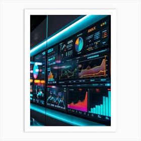 A Digitally Illustrated Dashboard Interface For Advanced Ai Business Management Dashboards Show Met (1) Art Print