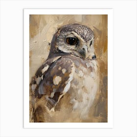 Collared Scops Owl Painting 1 Art Print